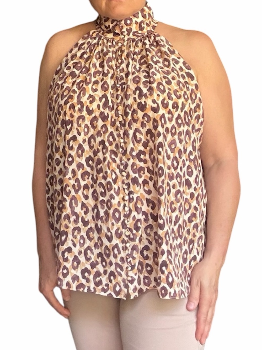 Zimmermann Leopard Print Halter Top - Beige/Brown